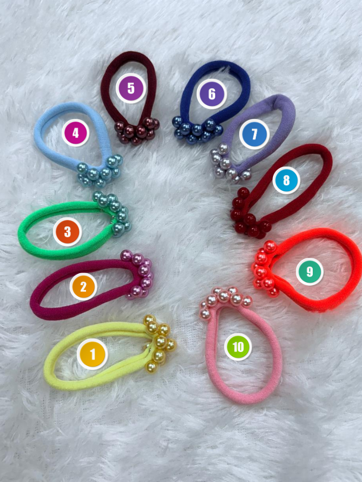 Colorful Fancy Hair Bands with Beads – Soft & Stylish Elastic Hair Ties