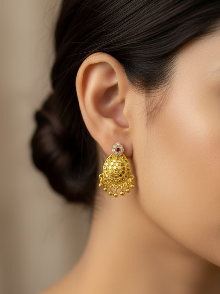 Traditional Gold Replica Earrings for Women – Lightweight Ethnic Design