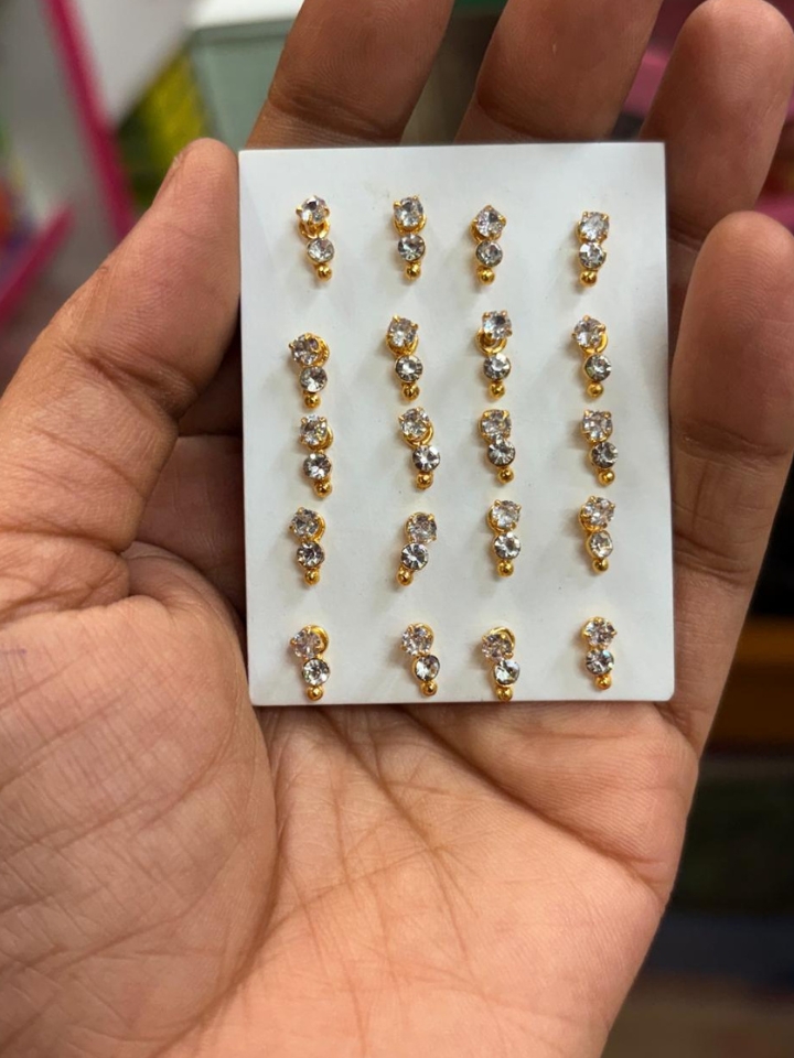 Kids White Stone Earrings – Micro Plated Daily Wear Studs | Sparkling Kids Jewelry ( Pair )