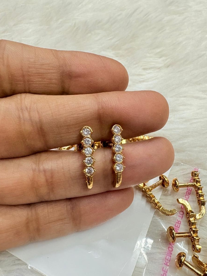 Impon Floral CZ Stud Earrings | Everyday Gold Polish Jewelry