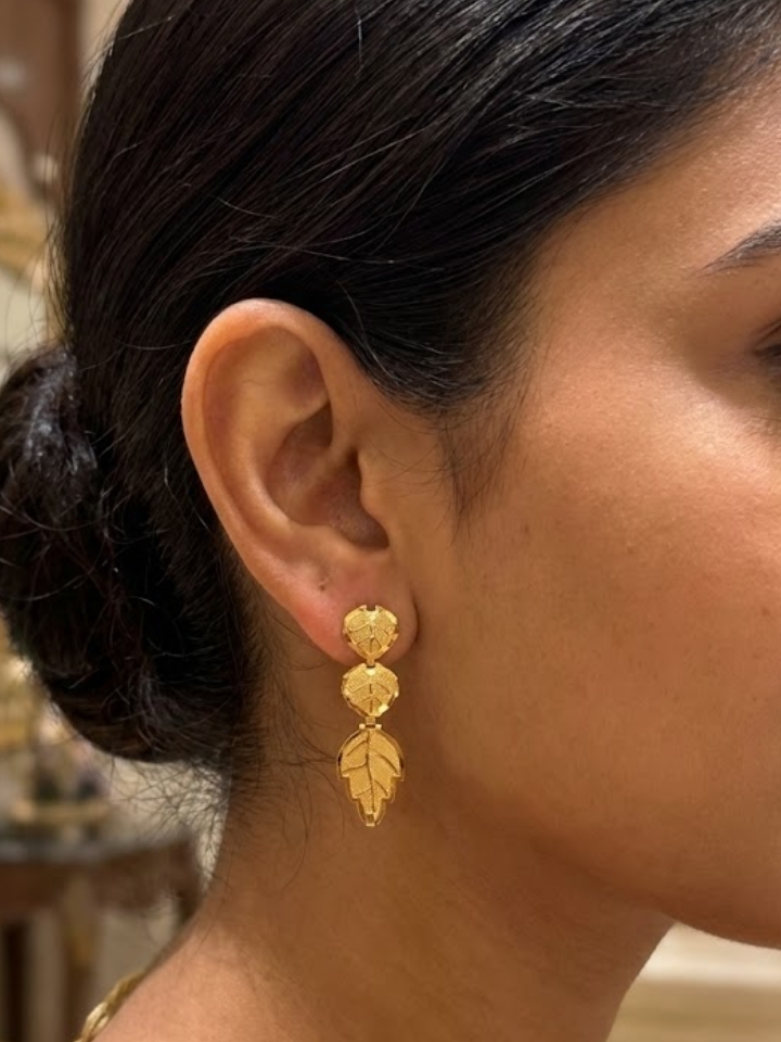 Microplated Gold Leaf Design Fancy Wear Earrings – Code DBH2