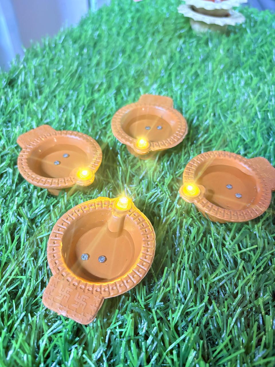 LED Decorative Diya Set of 4 – Flameless Festival Lamps