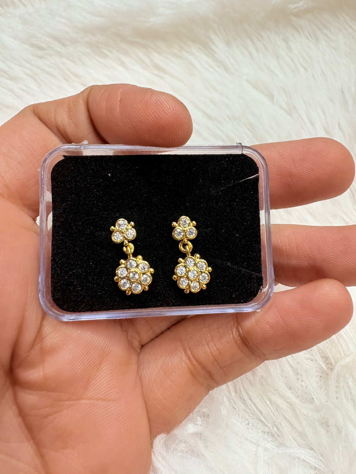 White Crystal Floral Kids Earrings | Daily Wear | KDER1