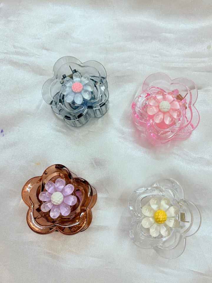 Floral Transparent Hair Claw Clip for Women – Cute Flower Design