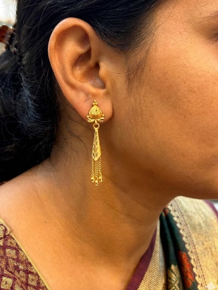 Elegant Gold Plated Dangle Earrings for Women – Traditional Design