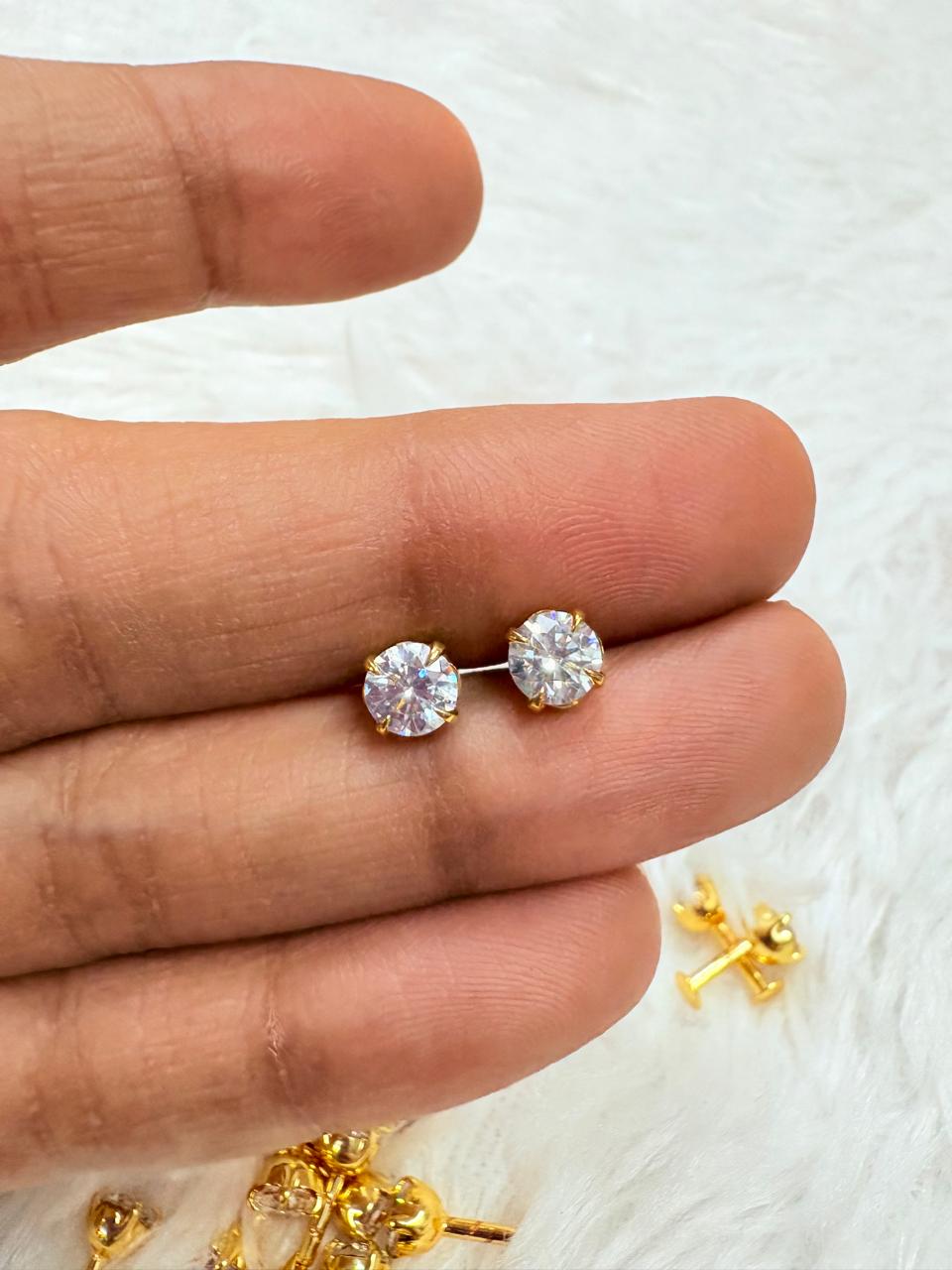 Classic Crystal Stud Earrings for Women – Gold Finish