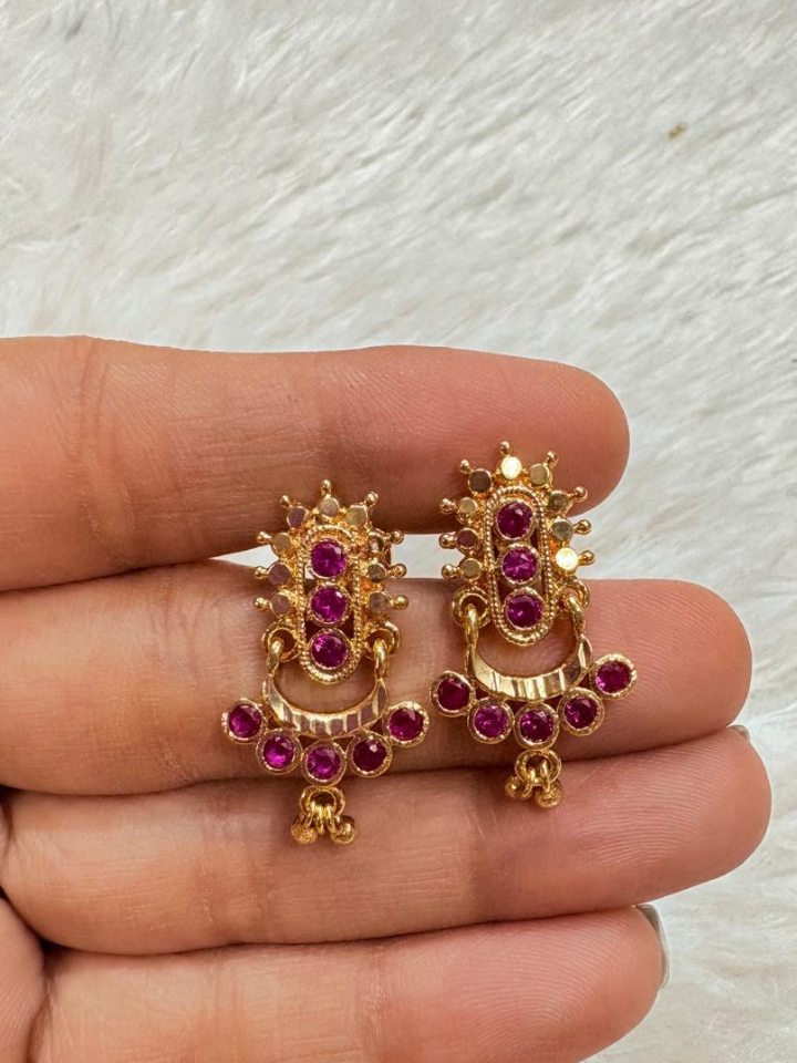 Panchaloha Traditional Drop Earrings for Women | Stone Studded Gold Finish Earrings | Festive & Temple Jewelry