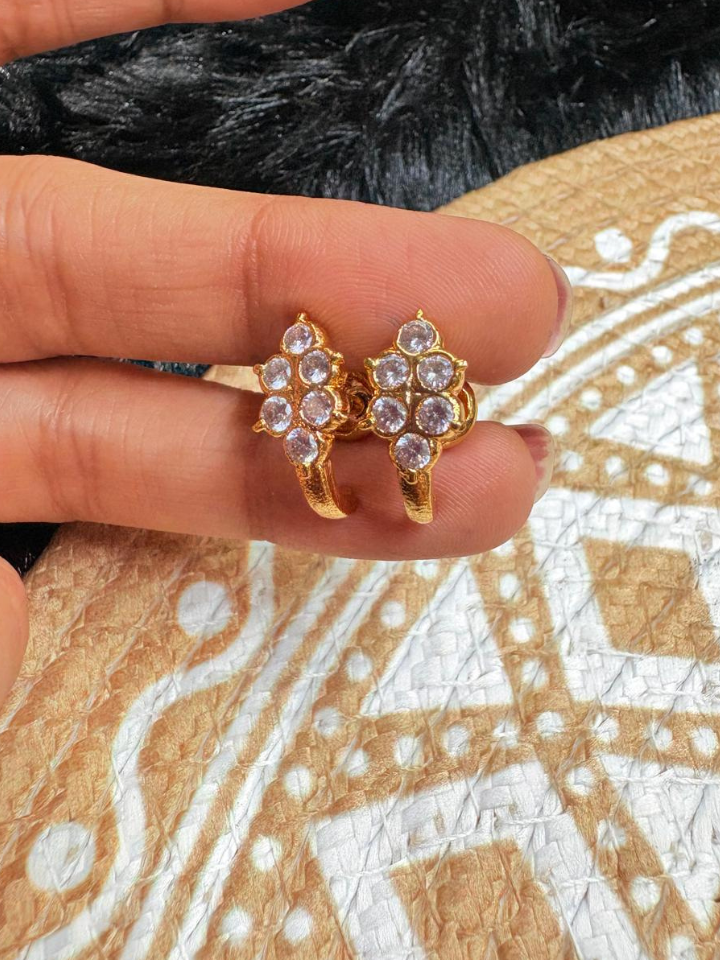 Panchaloha (Impon) Stone Stud Earrings for Women | Gold Finish Traditional Earrings | Daily & Festive Wear