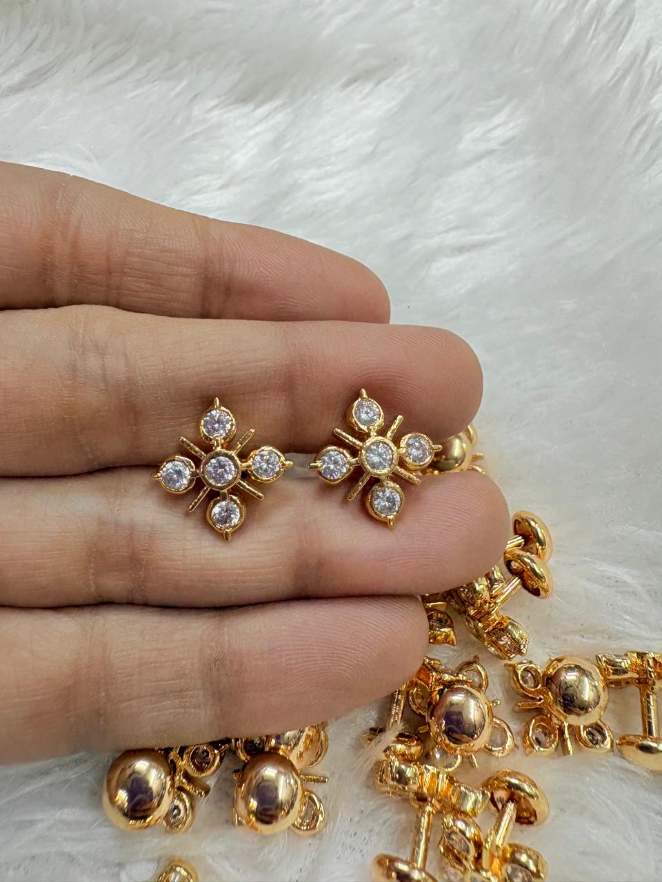 Traditional Panchaloha Stone Stud Earrings for Regular Use – Lightweight Daily Wear Jewellery (₹200)