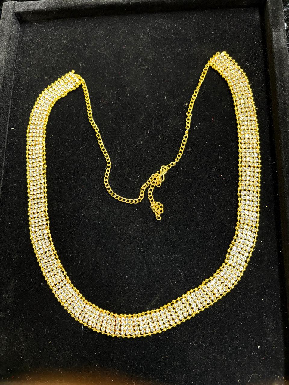 4 Line Gold Plated Hip Chain with Stone Work for Women – Traditional Bridal Waist Chain Code LFSHC01