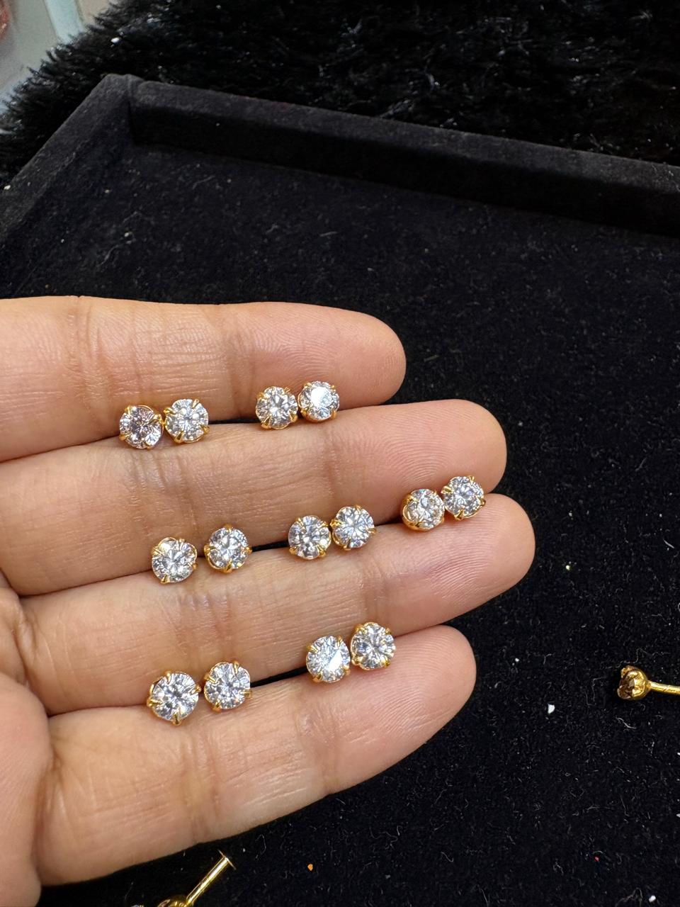 Kids Diamond Replica Stud Earrings – Gold Finish Small Earrings for Children