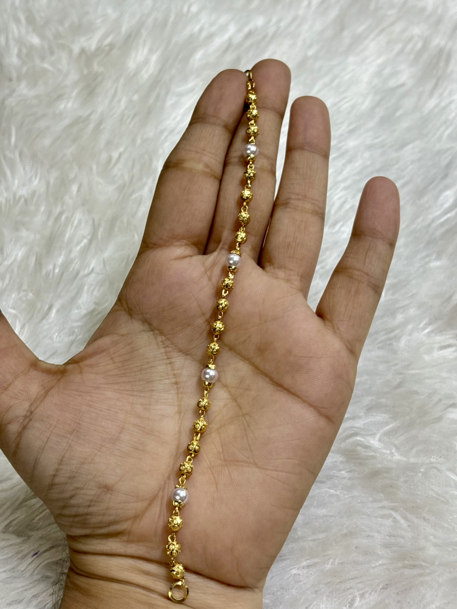 Gold ball with pearl Women’s Bracelet- LF11105