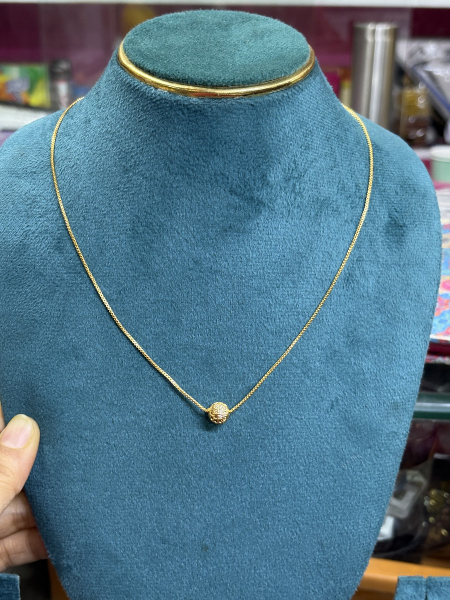 Microplated Short Chain with stone Ball (SC33301)